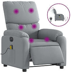 vidaXL Fauteuil de massage inclinable électrique gris clair tissu