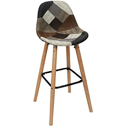 Avis The Home Deco Factory Set de 2 tabourets de bar patchwork marron.