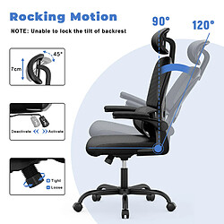 Avis BIGZZIA Chaise de Bureau Ergonomique - Fauteuil - avec accoudoir rabattable à 90° - Support Lombaire Adaptatif - Réglable en hauteur