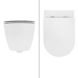 Ecd Germany Toilette suspendu sans rebord blanc mat avec siège WC Soft Close salle de bain