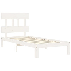 Maison Chic Lit adulte - Cadre Structure de lit avec tête de lit Contemporain blanc 90x200 cm bois massif -MN37736 pas cher