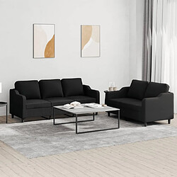 Maison Chic Ensemble de canapés 2 pcs avec coussins, Canapé droit Sofa pour Salon Noir Tissu -GKD981597