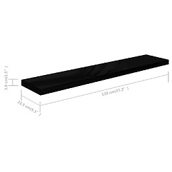 vidaXL Étagère murale flottante 4 pcs Noir brillant 120x23,5x3,8cm MDF pas cher