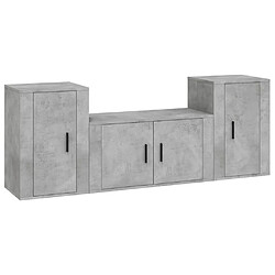 Maison Chic Ensemble de meubles TV 3 pcs pour salon - Gris béton Bois d'ingénierie -MN31540