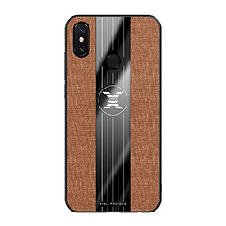 Wewoo Coque Souple Pour Xiaomi Mi Max 3 XINLI tissu cousu Texture TPU antichoc de protection brun