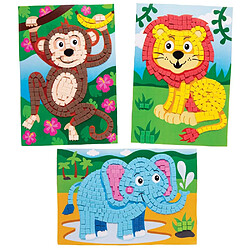 Baker Ross Kits d'illustrations animaux de la jungle en mosaïque (lot de 4) - Mosaïque autocollante pour enfants.