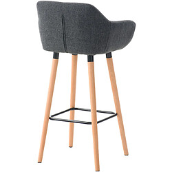 Decoshop26 Tabouret de bar lounge x1 design scandinave assise en tissu gris foncé pieds en bois repose-pieds en métal 10_0004923