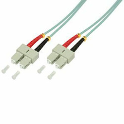 Logilink - Patch-Kabel - SC multi-mode (M) bis SC multi-mode (M) - 3 m - Glasfaser - 50/125 Mikrometer - OM3 - halogenfrei - Aquamarin (FP3SC03)