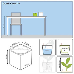 LECHUZA Jardinière de table CUBE Color 14 ALL-IN-ONE Blanc