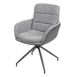 Decoshop26 Chaise de salle à manger fauteuil pivotant avec accoudoirs en tissu gris foncé 04_0006334