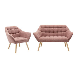 Vente-Unique Canapé 2 places et fauteuil en tissu rose chiné CASERTA