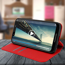 Acheter Avizar Housse Motorola Moto G7 Play Étui Portefeuille Fonction Support Vidéo Rouge