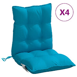 vidaXL Coussins de chaise à dossier bas lot de 4 bleu clair