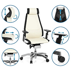 Avis Chaise de bureau / Chaise pivotante GENIDIA PRO cuir blanc hjh OFFICE