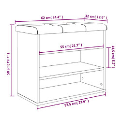 vidaXL Banc à chaussures chêne sonoma 62x32x50 cm bois d'ingénierie pas cher