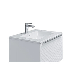 Acheter Vente-Unique Meuble de salle de bain suspendu strié blanc avec simple vasque à encastrer - 60 cm - LATOMA