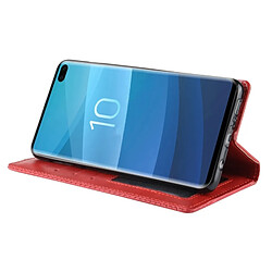 Wewoo étuis en cuir Coque Housse Étui à boucle magnétique avec texture rétro et pour Galaxy S10 +, support emplacements pour cartes porte-monnaie (rouge) pas cher