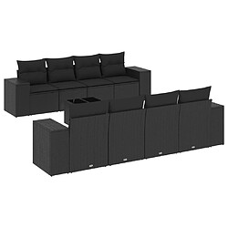 Maison Chic Salon de jardin 9 pcs avec coussins | Ensemble de Table et chaises | Mobilier d'Extérieur noir résine tressée -GKD88870