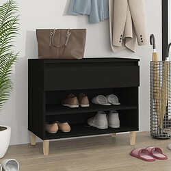 Maison Chic Armoire à Chaussures Noir,Meuble de Rangement à Chaussures 70x36x60 cm Bois d'ingénierie -MN82708