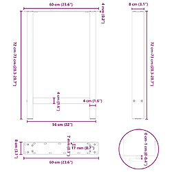 vidaXL Pieds de table basse noir 2 pcs 60x(72-73) cm acier pas cher