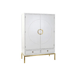 Pegane Armoire en bois blanc laqué avec 2 portes 2 tiroirs et 2 étagères - Largeur 120 x Hauteur 175 x Profondeur 50cm