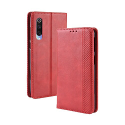 Wewoo Housse Coque Étui en cuir à boucle magnétique avec texture rétro et pour Xiaomi Mi 9, support emplacements pour cartes porte-monnaie (rouge)