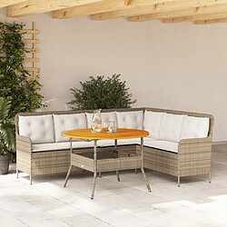 vidaXL Salon de jardin avec coussins 2 pcs beige résine tressée