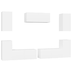 Maison Chic Ensemble de meubles TV 7 pcs | Banc TV Moderne pour salon | Meuble de Rangement - Blanc Bois d'ingénierie -MN36983