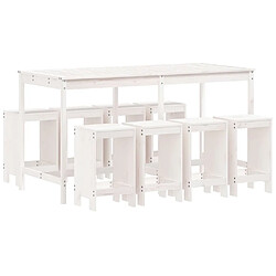 Maison Chic Table de bar et chaises d'extérieur 9 pcs,Ensemble de bar de jardin pour relax blanc bois de pin massif -GKD954047