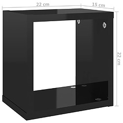 vidaXL Étagères cube murales 6 pcs noir brillant 22x15x22 cm pas cher