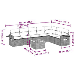 vidaXL Salon de jardin 8 pcs avec coussins gris résine tressée pas cher