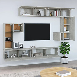 Avis Maison Chic Meuble TV scandinave mural Banc TV suspendu pour salon - Gris béton Bois d'ingénierie -MN66644