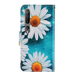 Etui en PU impression de motif magnétique avec support et sangle fleurs blanches pour votre Xiaomi Mi 10/10 Pro