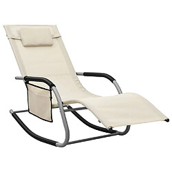 Helloshop26 Transat chaise longue bain de soleil lit de jardin terrasse meuble d'extérieur textilène crème et gris 02_0012928