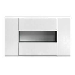 STAR Meuble TV 2 portes 2 tiroirs - Blanc brillant et gris - L 150 x P 42 x H 67cm pas cher