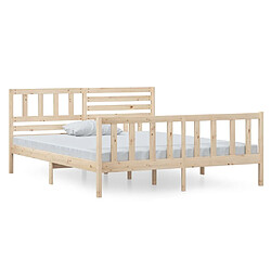 vidaXL Cadre de lit sans matelas bois massif 140x190 cm