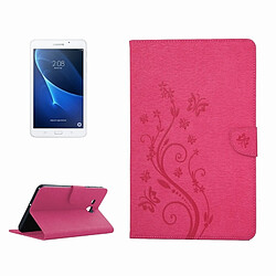 Wewoo Housse Étui Magenta pour Samsung Galaxy Tab A 7.0 fleurs pressées motif papillon flip horizontal en cuir PU avec boucle magnétique & Titulaire & Slots de cartes Portefeuille