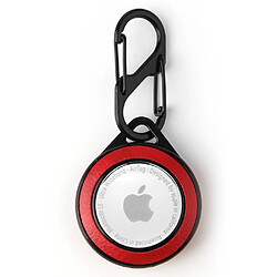 Coque en TPU + métal Peau de litchi avec porte-clés rouge pour votre Apple AirTag