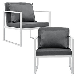 Helloshop26 2 x chaises extérieures robustes avec coussins confortables blanc 70 x 60 x 60 cm 03_0000172