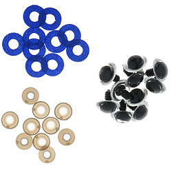 10pcs yeux de jouets de sécurité en plastique + non tissés paillettes + rondelle 18mm bleu foncé pas cher