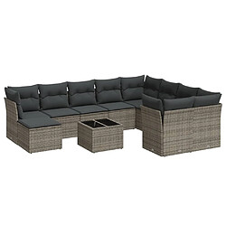 Maison Chic Salon de jardin 11 pcs avec coussins | Ensemble de Table et chaises | Mobilier d'Extérieur gris résine tressée -GKD94769