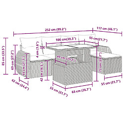 vidaXL Salon de jardin avec coussins 6 pcs beige résine tressée pas cher