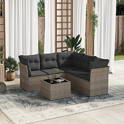 Maison Chic Salon de jardin 6 pcs avec coussins | Ensemble de Table et chaises | Mobilier d'Extérieur gris résine tressée -GKD17221