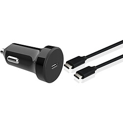 Chargeur voiture 18W Power Delivery + Câble USB C/USB C Noir Bigben