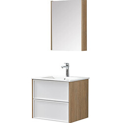 Wilsa Ensemble de salle de bain blanc et bois 59,5 cm