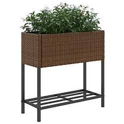 Avis vidaXL Jardinières avec étagère 2 pcs brun 70x28x70 cm résine tressée