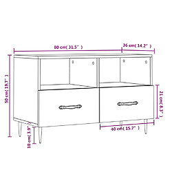 vidaXL Meuble TV Noir 80x36x50 cm Bois d'ingénierie pas cher