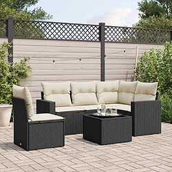 Maison Chic Salon de jardin 6 pcs avec coussins | Ensemble de Table et chaises | Mobilier d'Extérieur noir résine tressée -GKD19180