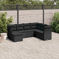 Maison Chic Salon de jardin 7 pcs avec coussins | Ensemble de Table et chaises | Mobilier d'Extérieur noir résine tressée -GKD47905