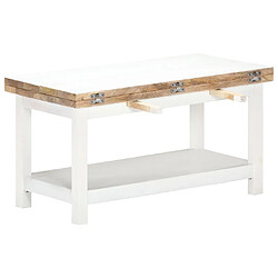 ComfortXL Table Basse Extensible Blanc 90x(45-90)x45 Cm Bois De Manguier pas cher